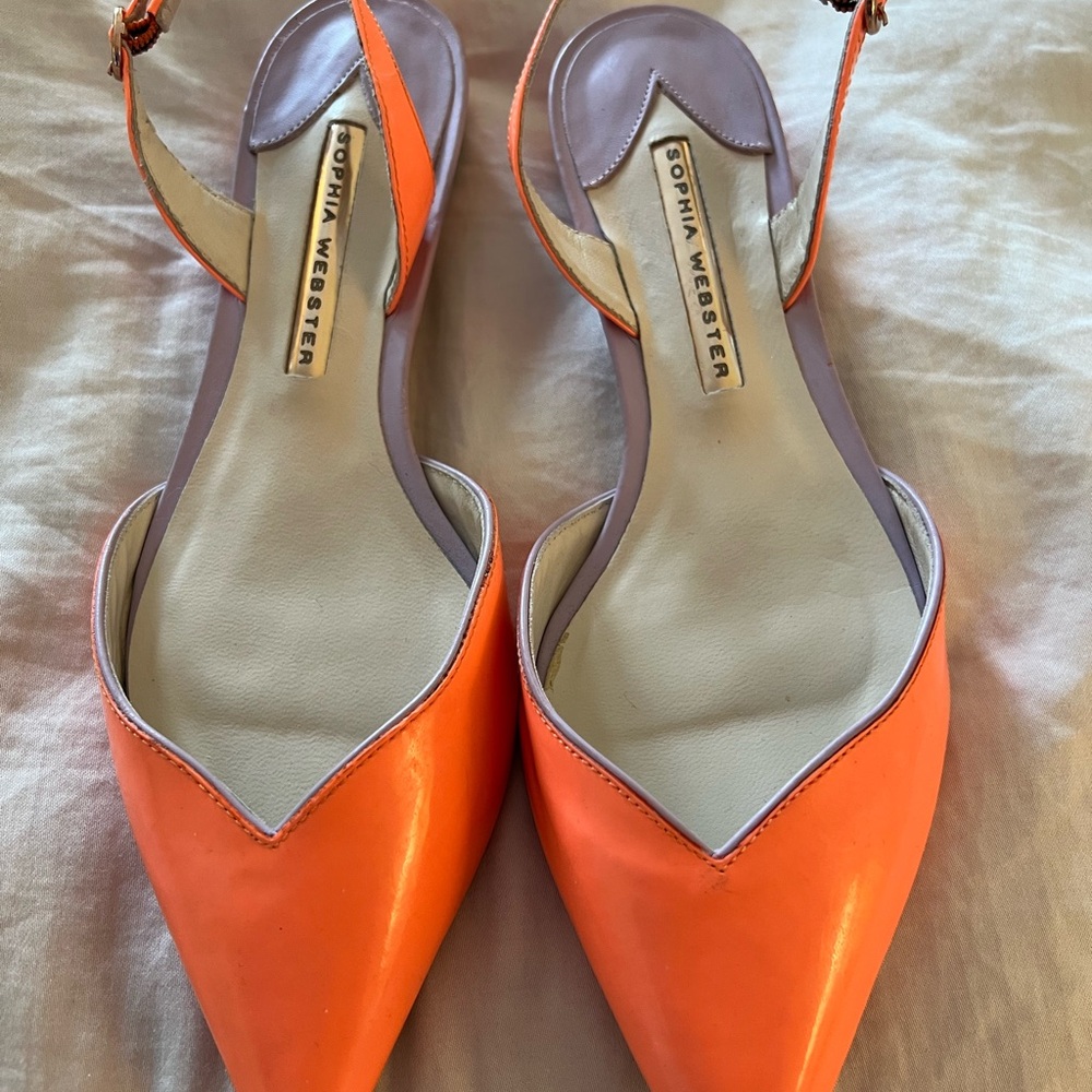 Sophia Webster Neon Orange Slingback Flats